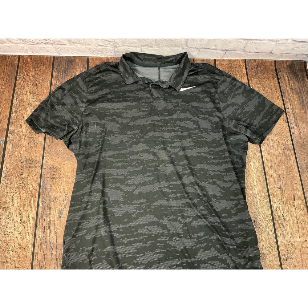 Nike Golf Dri-FIT Men's XXL Black Gray Camo Standard Fit Performance Polo Shirt
